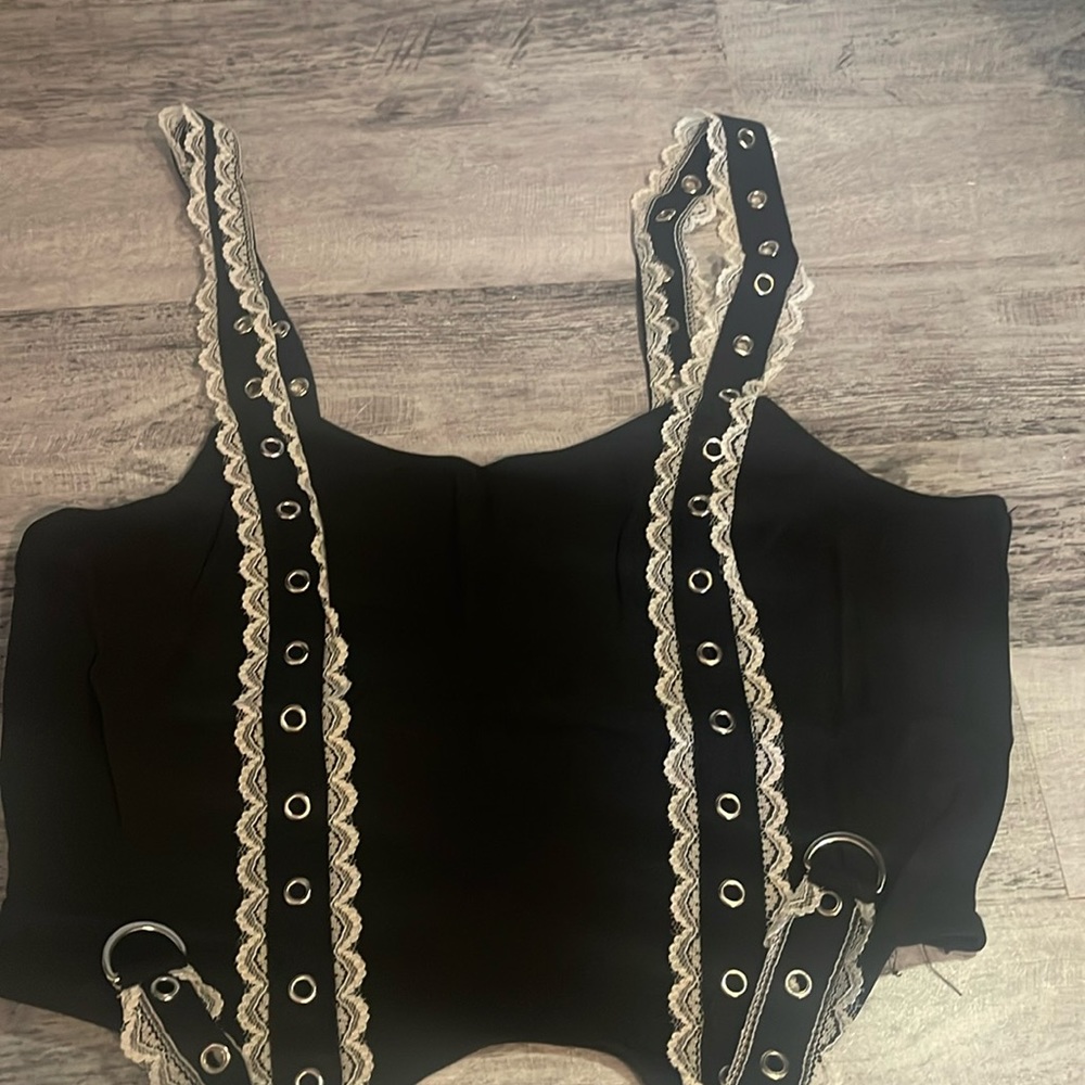 Hot Topic Cropped Corset with Lace trimming